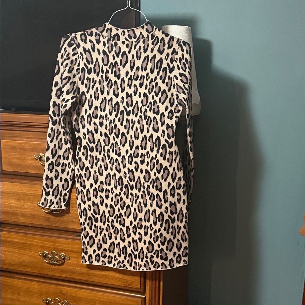 Fashion Nova Leopard Print Dress - Black and Tan